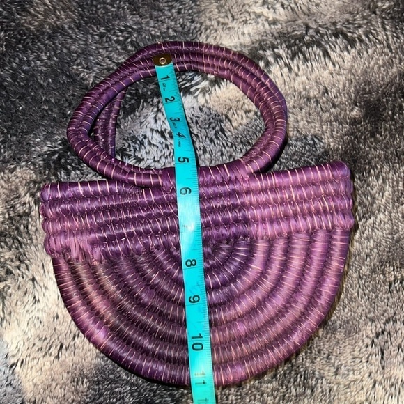 Vintage luxe Style Purple Handmade top handle Natural Woven bag - Picture 5 of 11